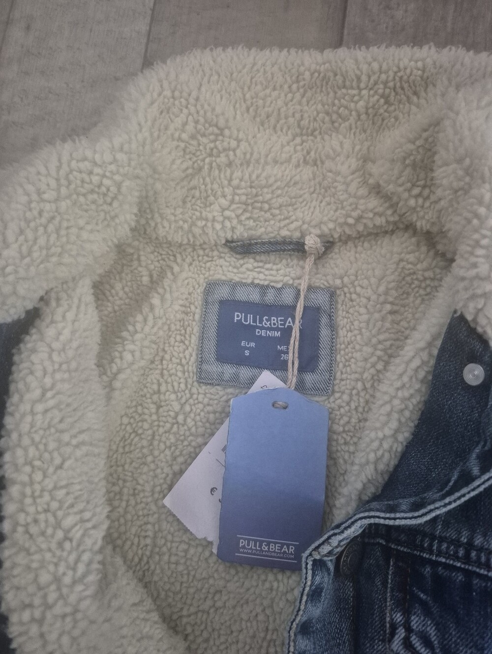 Pull&Bear Trucker Denium Jacket Relaxed Fit Embroidered Fleece Lined S/M NWT - Picture 5 of 12